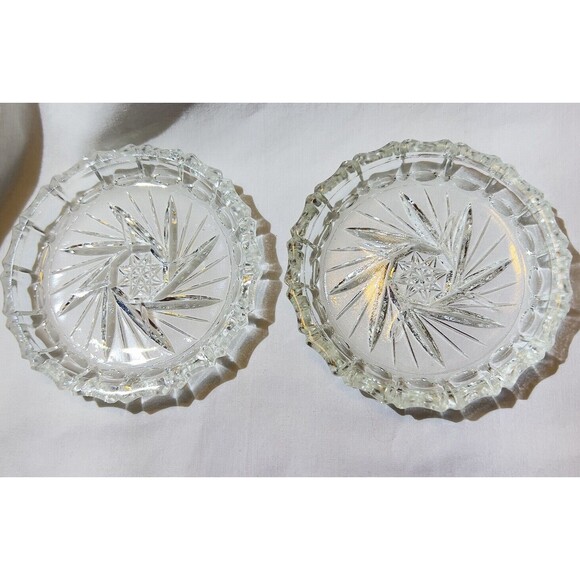 VTG Crystal Bohemia Pinwheel Czechoslovakia Brunswick Star 4 Set Glass Coasters - Picture 11 of 13